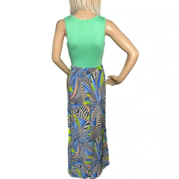 TYCHE Tropical Getaway Color Block Sleeveless Maxi in Mint USA MADE (S,M,L) - Picture 7 of 11